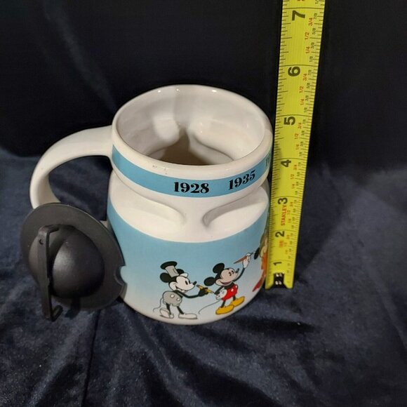 Disney Store Mickey Mouse Through the Years Ceramic Mug w/ Lid 1928-1947 Today - Picture 7 of 8